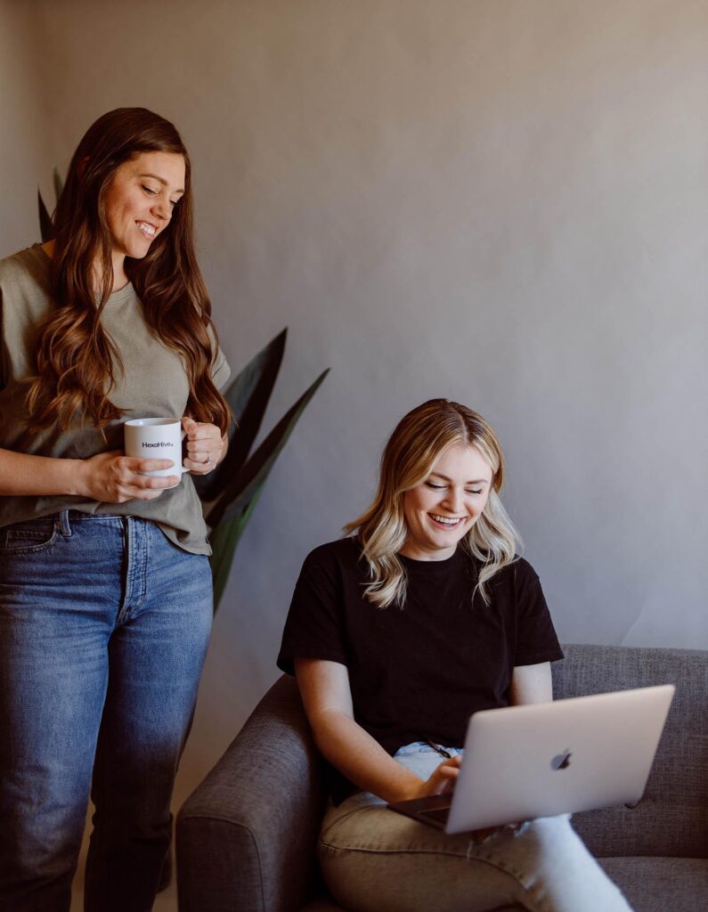 Hannah and Tera at work